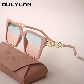 Oulylan Marca de Luxo de Praça Óculos de sol das Mulheres 2021 Vintage Óculos Oversized Tons para Senhoras Azul cor-de-Rosa Gradiente de Óculos de Sol 2