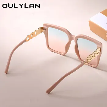 Oulylan Marca de Luxo de Praça Óculos de sol das Mulheres 2021 Vintage Óculos Oversized Tons para Senhoras Azul cor-de-Rosa Gradiente de Óculos de Sol 3