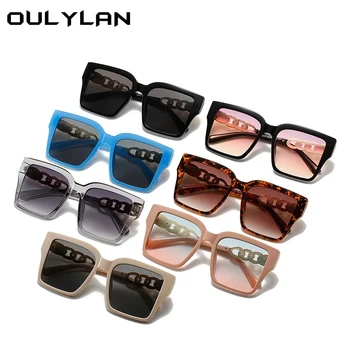 Oulylan Marca de Luxo de Praça Óculos de sol das Mulheres 2021 Vintage Óculos Oversized Tons para Senhoras Azul cor-de-Rosa Gradiente de Óculos de Sol 5