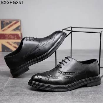 Oxford, Sapatos De Mens Moda Sapatos De Couro Preto Homens Formal Sapatos Brogue Homens Office 2022 Zapatos De Hombre Chaussure De Homme