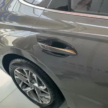 Para Hyundai Sonata DN8 2020 2021 ABS com Fibra de Carbono Carro maçaneta da Porta Tigela Porta Lateral Tigela com Tampa Guarnição Protetores de Acessórios do Exterior 2