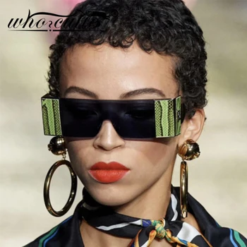 Pele De Cobra Retângulo Sem Moldura Óculos De Sol Feminino Masculino 2020 Design Da Marca Ampla Moldura Espessa De Uma Peça De Óculos De Sol Feminino Tons S277 1