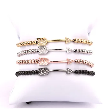 Pequena de alta qualidade do tamanho de 4mm de aço inoxidável perla o bracelete de seta charme pulseira da amizade