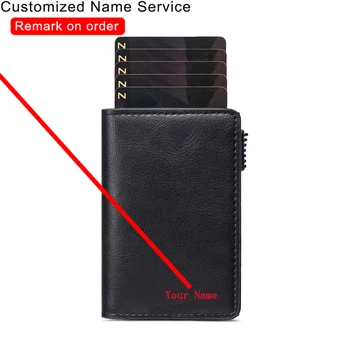Personalizar o Nome Antifurto ID do Banco de Crédito Titular do Cartão Rfid Bloqueio Homens Carteira de Couro de Segurança Caixa de Alumínio de Bolsa Caso o Portador do cartão