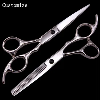 Personalizar profissional Japão 440c 6 polegadas de cabelo tesoura conjunto de corte barbeiro makas maquiagem desbaste, tesouras de cabeleireiro tesoura 0