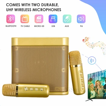 Portátil Máquina de Karaoke em Casa Ktvs Peakers 3D Estéreo Microfone sem Fio Duplo alto-Falante Bluetooth Família Sistema de Cinema em YS-203