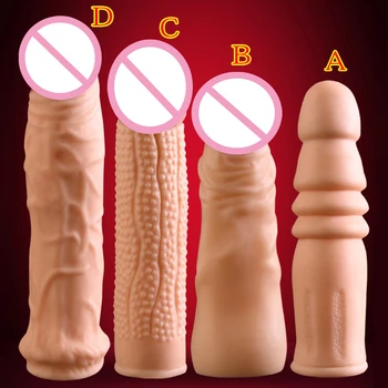 Preservativos Para Homens Retardar A Ejaculação Preservativo Reutilizáveis Manga Extensor De Pênis Ampliador De Pau Anéis De Produtos Do Sexo Para Homens Adultos Brinquedos 0