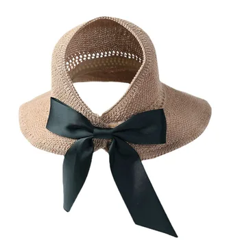 Protetor solar grandes borda chapéus de sol para as mulheres dobradura do chapéu de palha das mulheres de verão dobrável arco superior vazio sol caps férias chapéus de praia 4