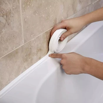 PVC Adesivo Selante Tira de Fita Branca do PVC Auto Adesivo Impermeável Adesivo de Parede Para Cozinha, Banheiro Chuveiro de Banheira de Canto 0