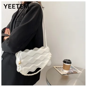 Pérola Da Cadeia De Bolsa De 2021 Nova Versão Coreana Do Simples Em Relevo Saco De Bolsa De Mão De Moda Ombro Messenger Bag