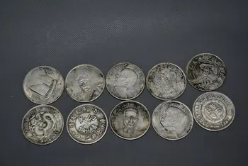 Raro antigo Chinês QingDyansty moeda de prata,10 peças/conjuntos,#01,frete Grátis