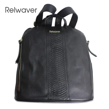 Relwaver anti-roubo de mochila de couro genuíno mochila para as mulheres 2023 mola traseira abertura grande mochila casual mochila soft mulheres
