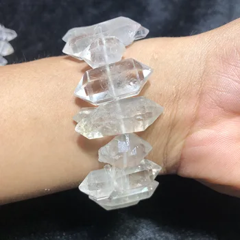 Rochas e minerais herkimer pulseira de diamante bruto cristal de quartzo pulseira de cura