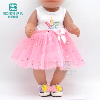 Roupas para bonecas se encaixa 43 cm brinquedo novo nasce boneca de acessórios de moda de T-shirt, bowknot gaze saia