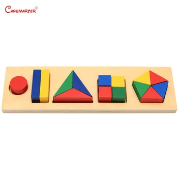 SE073N Montessori Combinado Geometria de Blocos de Placas de Matemática Brinquedos de Ensino Aids Verde Amarelo Cérebro Desenvolver Bebê Brinquedos Educativos, Jogos de