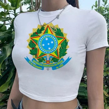 Seleção brasileira de Futebol e t-shirt vintage streetwear da década de 2000 crop top girl goth fairycore Kawaii cyber y2k roupas 0