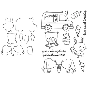 Selo claro E cortantes Carro Animais Cães de Comer sorvete de Beber Para DIY álbum de recortes Álbum de Fotos de Artesanato Cartão de 2021 Novo 0