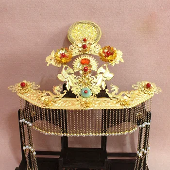 Shu Chang Mesmo Design Chinês Antigo Beading Cortina Tiara Imperatriz Cabelo Tiara de TV Jogo de Casamento da Princesa Headwear 3