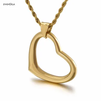 Simples de Moda Colar de Coração Para as Mulheres da Cor do ouro cor do Colar de Aço Inoxidável das mulheres nacklace