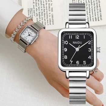 Simples de Prata Mulheres Relógios NOVA Marca Requintada de Aço Inoxidável Senhoras Relógios de pulso de Moda Minimalista Feminino Relógio de Quartzo 0