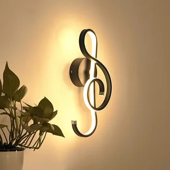Simples e criativo diodo emissor de nota musical lâmpada de parede indoor da iluminação de sala e quarto-de-cabeceira na parede do fundo da lâmpada lâmpada de parede