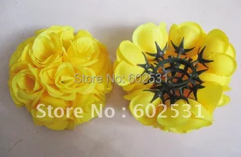 SPR 15cm de noiva de seda beijar flor, bola-amarelo,celebração de decoração de flor de bola,parte da decoração da flor de bola 0