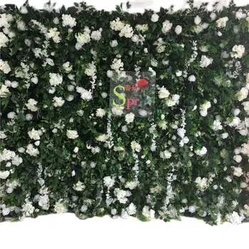 SPR plantas Verdes rosas hortênsia flor artificial ROLL-UP de parede para o casamento, baby show festa de aniversário 0
