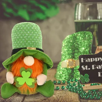 St Patricks Day Verde Gnome sem Rosto de Boneca de Pelúcia Anão Ornamento Verde Elfo do Dia do St Patrick Decoração Para Crianças de Presente