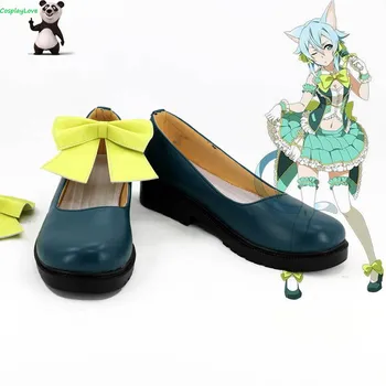 Sword Art Online Asada Shino Ídolo Verde Amarelo Cosplay Sapatos Botas Longas Mais Recentes Feitos CosplayLove 0