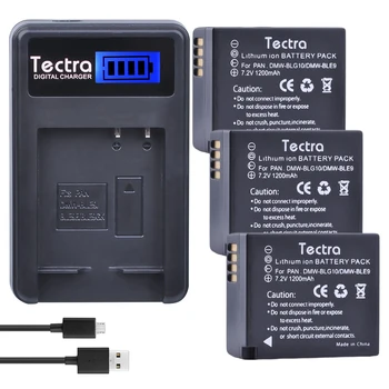 Tectra 3Pcs DMW-BLG10 DMW-BLE9 BP-DC15 Substituição do Li-íon Bateria + LCD USB Carregador para Panasonic LUMIX GF5 GF6 GX7 LX100