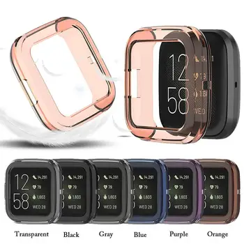 Tela Transparente TPU macio claro estojo de Proteção Para o Fitbit Versa 2 Smart Watch Protetor de Tela Tampa à prova de choque de Ultra-fino