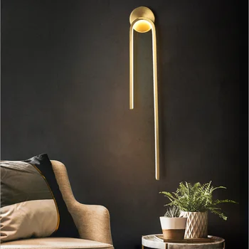 Tudo de cobre de luz de luxo pós-moderna-de-cabeceira lâmpada de parede minimalistas quarto sofá da sala de TV fundo de casa simples e moderno