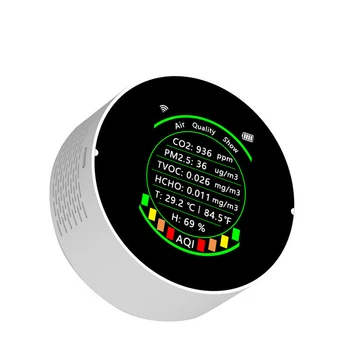 Tuya wi-Fi 7in1 Qualidade do Ar Medidor de PM2.5 de CO2 COVT HCHO de Temperatura e Umidade Portátil Testador de Exibição de Cor de Dióxido de Carbono Detector de 3