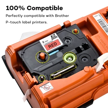 tze421 9mm Compatível Brother P-touch Impressoras Preto no Vermelho tze Etiqueta de Fita Laminada de Fita Tze-421 tz421 tz-421 tze tz421 4