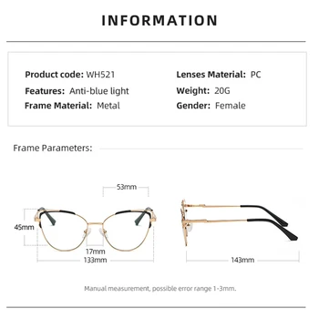 UVLAIK Olho de Gato Decorativos, Óculos de Mulheres Anti Luz Azul Óculos de Armação de Metal Computador Personalizado Óptico Prescrição de Óculos 2