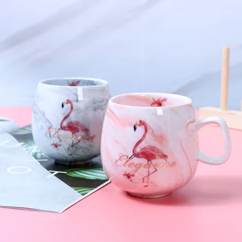 Venda quente Ins 72*85mm 350ml cor-de-Rosa Cinzento Flamingo Gato Bonito Pé Caneca de Cerâmica de Viagem Xícara de Café 0