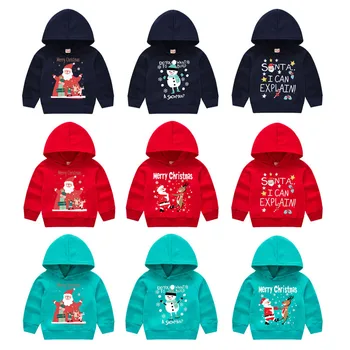 Vermelho Roupas de Natal para as Crianças de Moletom Meninas Hoodies Meninos de Natal Trajes de Crianças Pulôver de Roupa Tops, T-Shirts Jumper 2-6Year 0