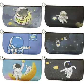 Viagem Cosméticos Saco de desenhos animados Astronauta Maquiagem Caso das Mulheres Zíper Make Up Bag Organizador de Bolsa de Armazenamento de produtos de Higiene pessoal Lavar as Malas 0