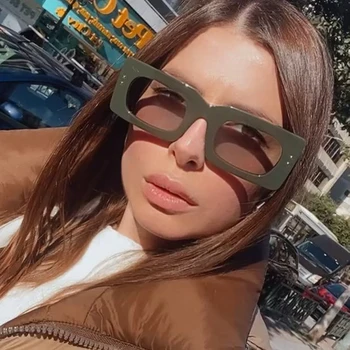 Vintage Pequena Praça Rebite Óculos De Sol Para Mulheres Nova Marca De Moda Verde Gradiente De Óculos De Sol Feminino Elegante Doces Tons De Cor 0
