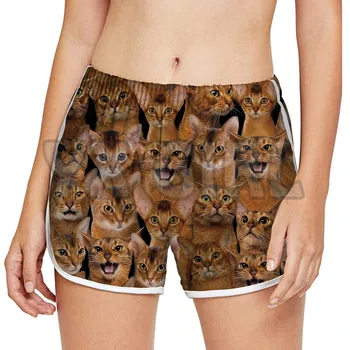 Você tem um monte de gatos Abyssinian mulheres shorts em 3D de Todo Impresso Shorts de Secagem Rápida, Calções de Praia Verão, Praia, sungas