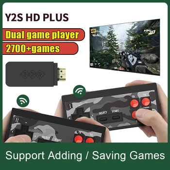 Y2S HD PLUS 4K HD de Vídeo Retro, Consola de jogos Construído-em 2700+ Jogos de NES Mini Console de Jogo de TV 2.4 G sem Fio Controlador Dual Jogadores