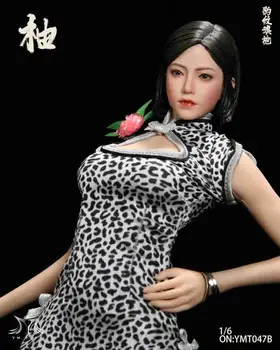 YMT047 1/6 Menina Asiática de Cabeça Esculpida Leopard Cheongsam Definir o Modelo De 12 polegadas Feminino Bronzeado Figura de Ação 3
