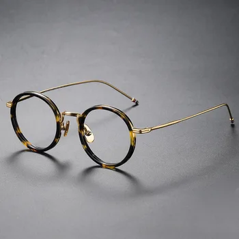 Zerosun de Titânio Óculos de Leitura Masculino da Marca de Óculos com Armação de Homens, Mulheres Anti Azul Redondo Pequeno Preto, Óculos de Prescrição médica 1